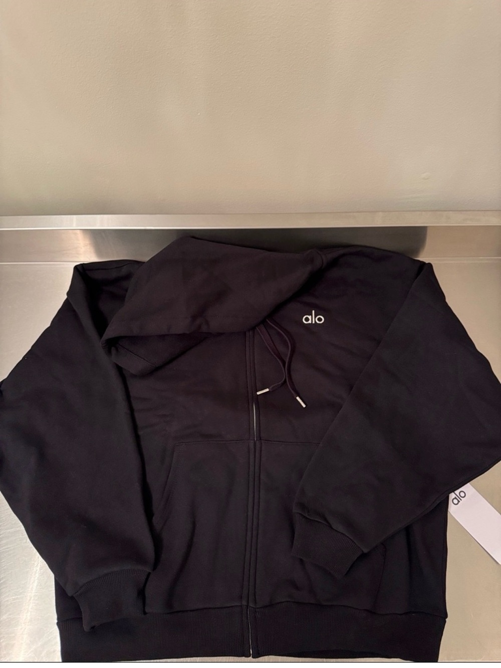 Alo Black Zip-Up Hoodie size medium